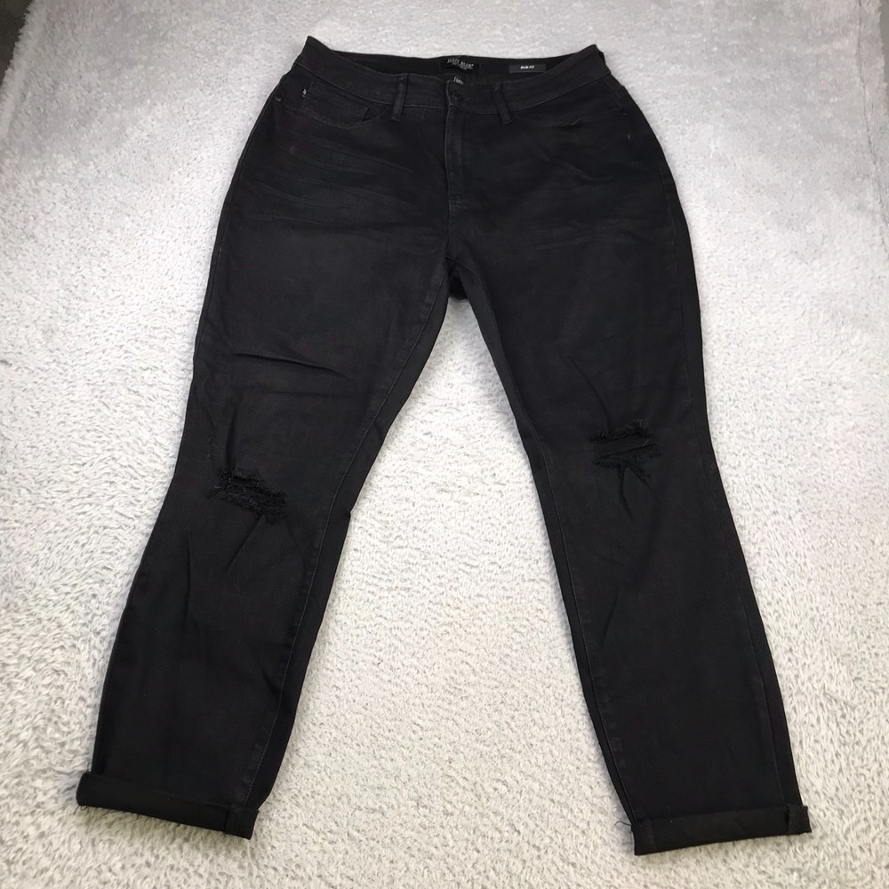 Judy Blue Slim Fit Jeans Womens 14W‎ (34x27) Black High Waist Stretch Denim
